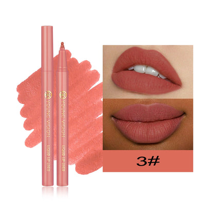 12 color matte liquid lipliner sponge gourd head fog surface bare color waterproof lip glaze red pen