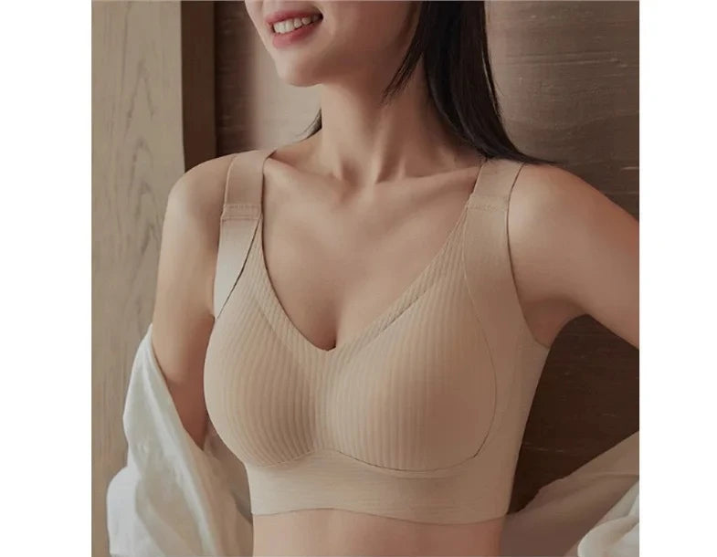 Women Widened Lifting Non Slip Shoulder Strap Bra Simple and Casual No Trace Beautiful Back Full Cup Size Adjustable Underwear