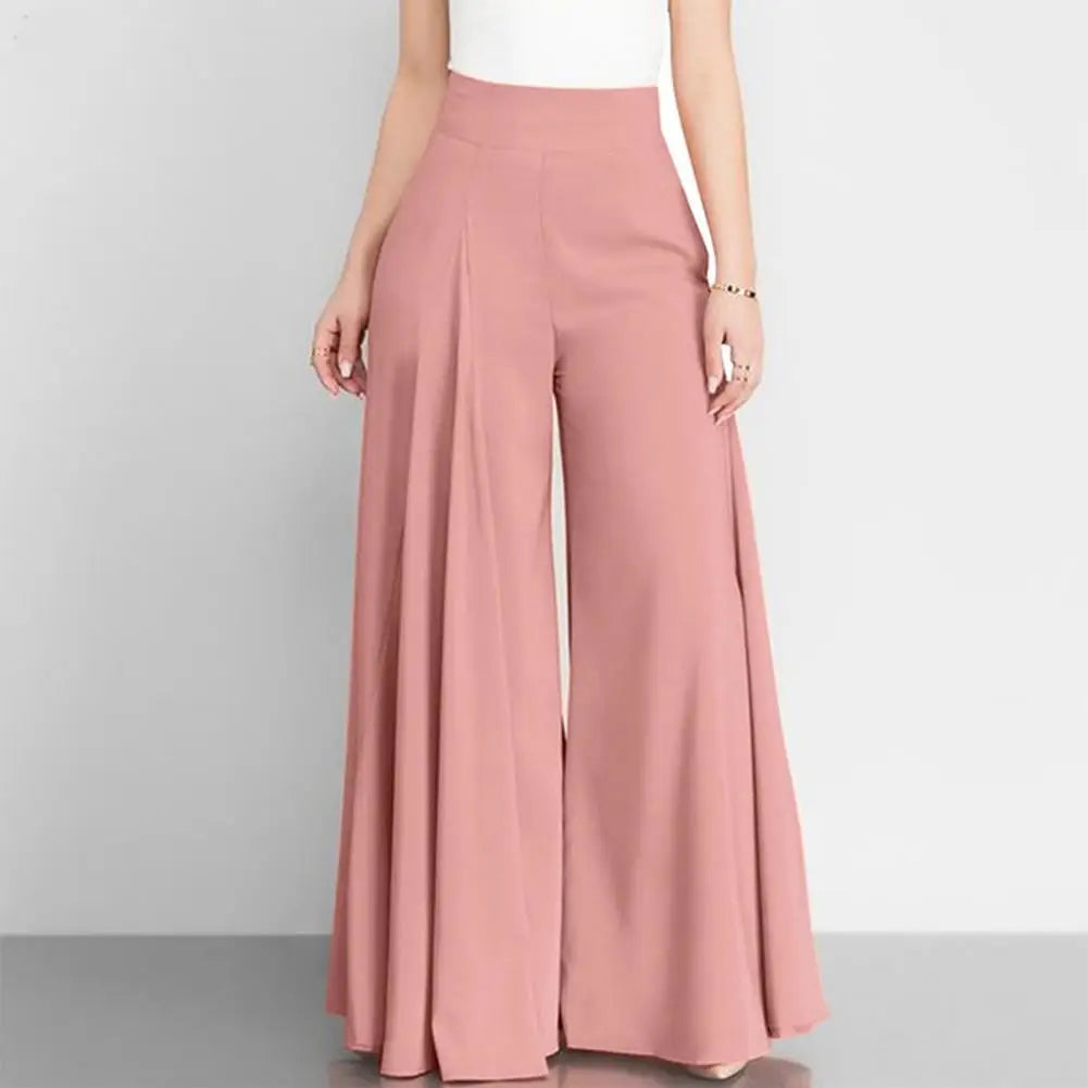 Fashion Women High Waist Wide Leg Pants Spring Autumn Female Elegant Flare Trousers Casual OL Solid Holiday Loose Long Pant