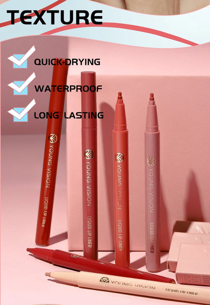 12 color matte liquid lipliner sponge gourd head fog surface bare color waterproof lip glaze red pen