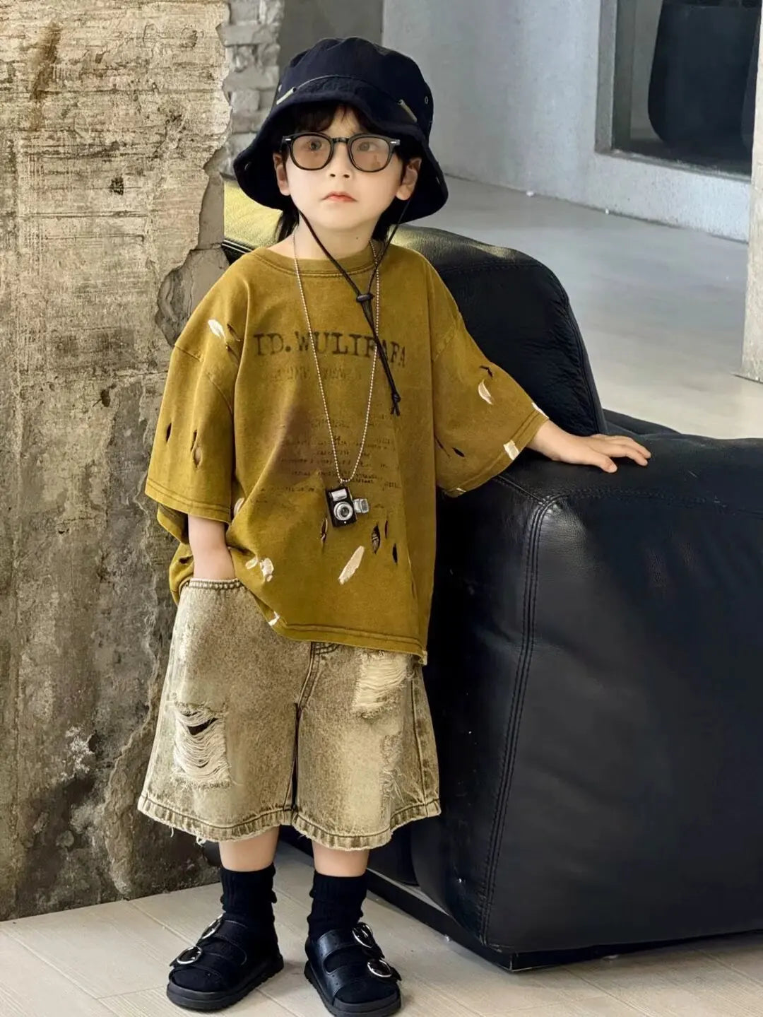 Boys Clothing Set  Korean Loose Shirts+shorts 2pcs/set Sport Suits for Kids Teenager Tracksuits Casual Baby Outfits Clothes