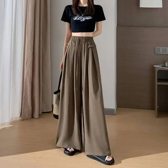 Female Trousers High Waist Trends  Streetwear Chic And Elegant  Classic Quality Elastic Casual Women's Pants Fluid