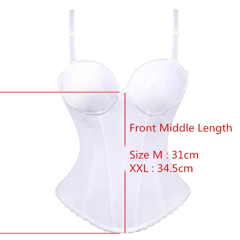 Sexy Straps Halter Overbust Corset Lingerie Top Wedding Black/White Cotton with Cup Body shaper Hot Corset Bustier Underwear
