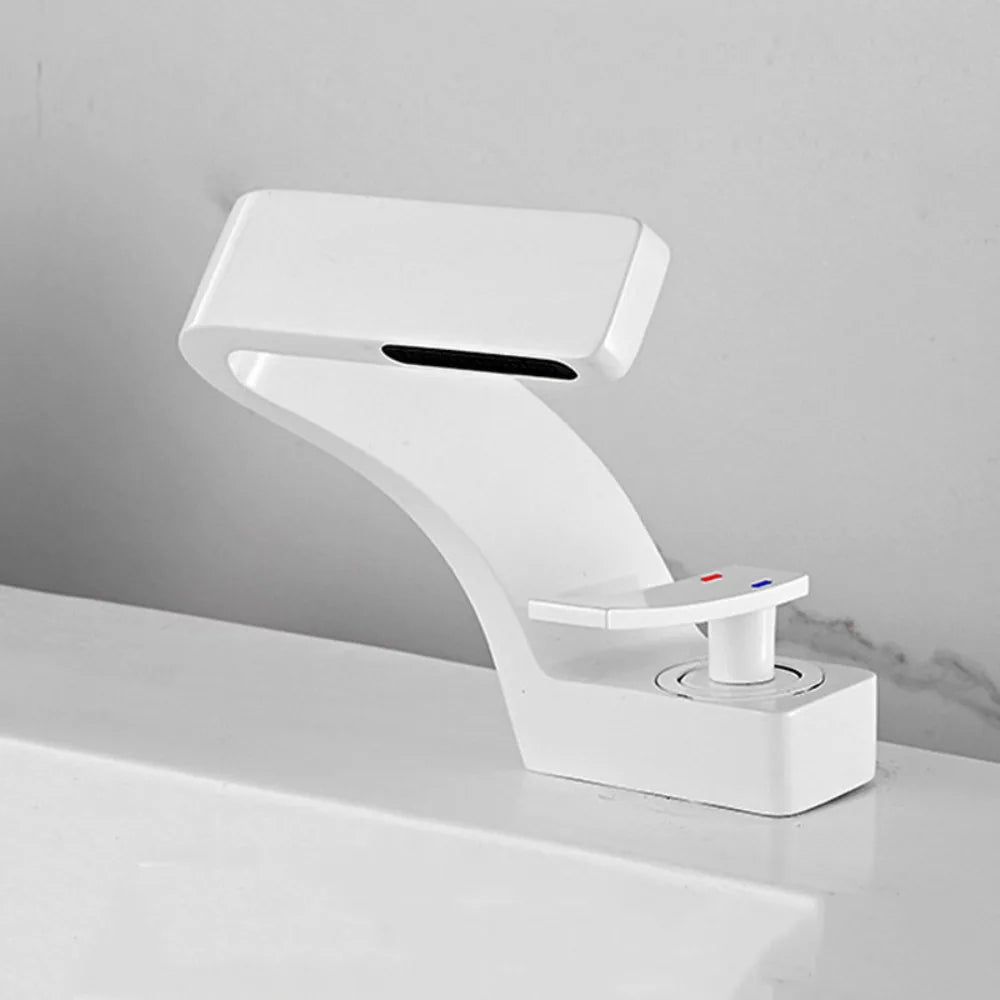 Matte Golden White Basin Faucet Black Chrome Brushed Gold Mixer Tap Hot Cold Water Single Handle Waterfall Tap Bathroom Use