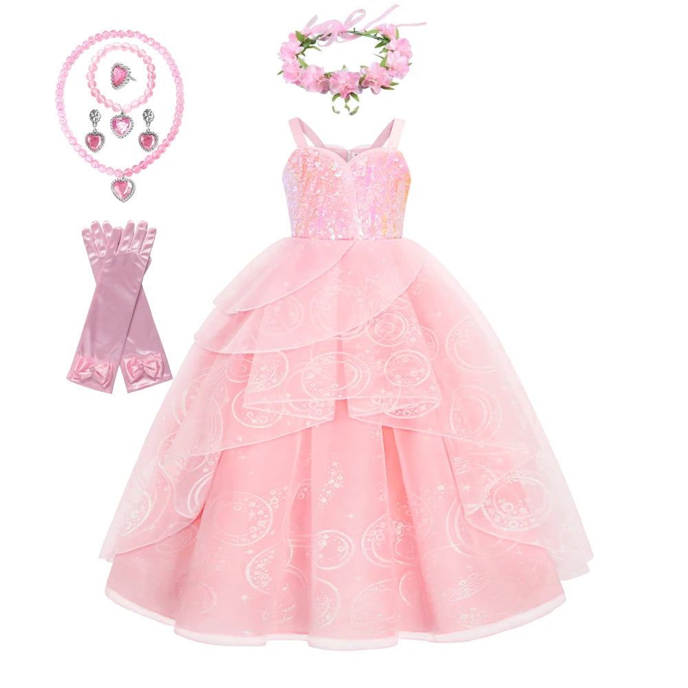 Girl Princess Dress Carnival Party Princess Dress Birthday Party Dress Children's Pink Cute Dress Girl's Party Dress