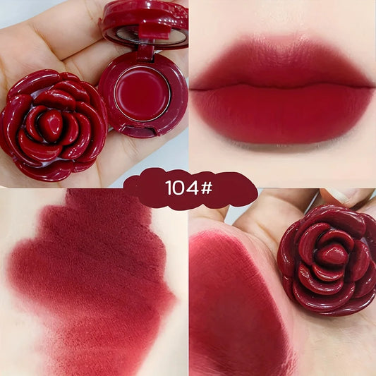 Creative Rose-Shaped Matte Lipstick, Velvet Mousse Lip Clay Long-Lasting Lightweight Matte Makeup Effect for All Skin Types