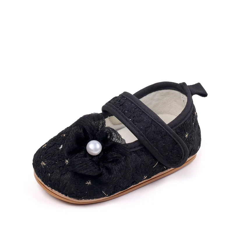 Baby Girls Princess First Walking Toddler Shoes With High Quality Embroidery Design And TPR Sole For 0-18M Baby