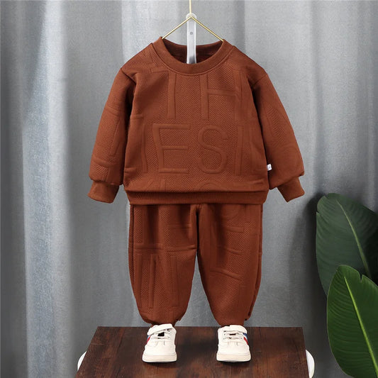 Big Kids Sportswear Sets Cotton Warm Outfits Spring Autumn Tracksuits Suit Children Clothes Boys Girls Pullover Pants 2Pcs 1-14Y