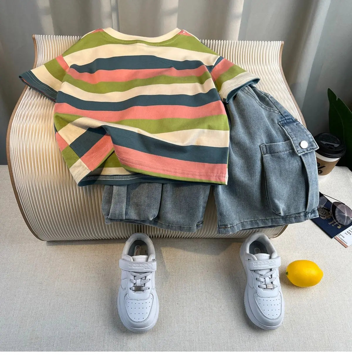 Hot Sale Fashion Baby Boy Suit Summer Clothes Short Sleeve T-shirt Short Jeans 2 Piece Set Kids Outfit  Children's Costume