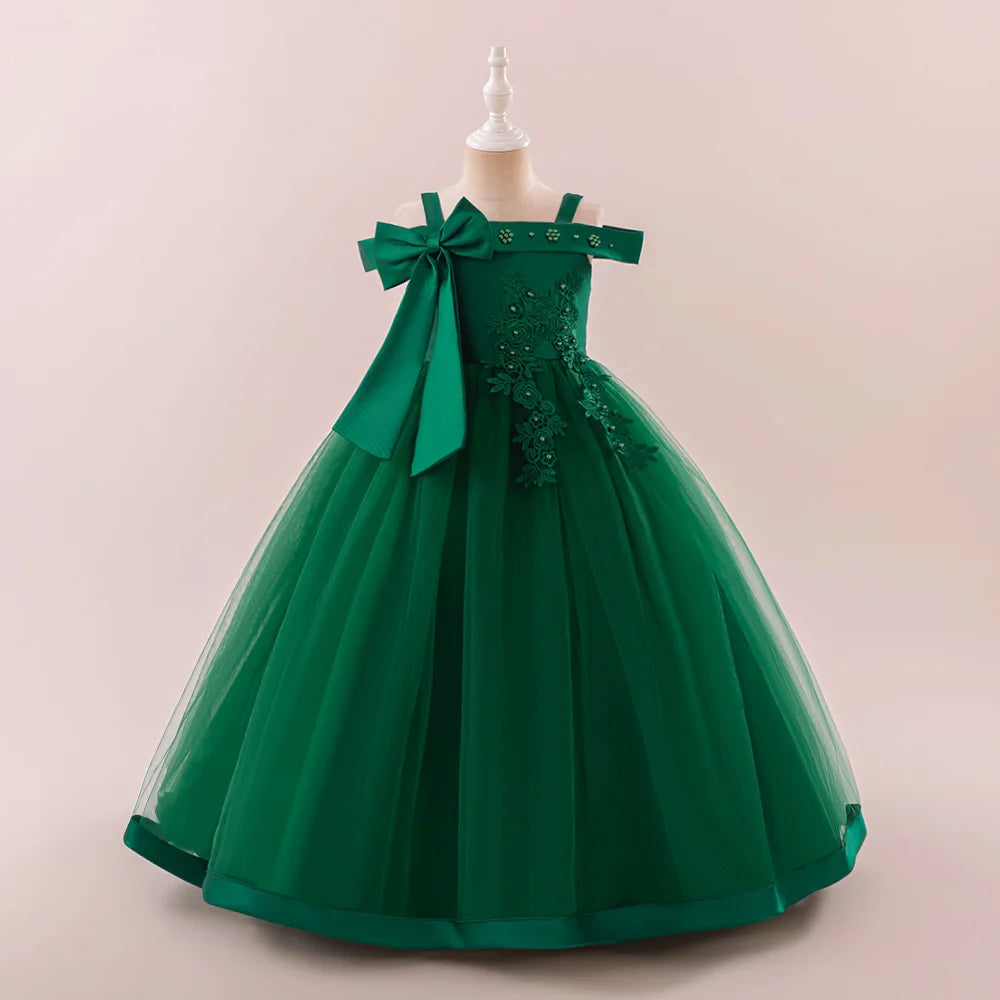 Fashion Bridesmaids Party Girls Dresses Elegant Flower Wedding Princess Dress for Girl Birthday Evening Prom Christmas Costumes
