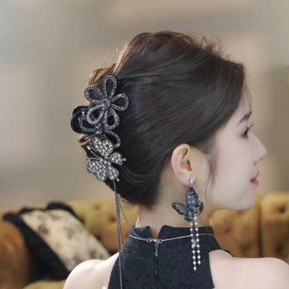 Women's Party Hair Accessories Luxury Super Sparkling Sunflower Butterfly Tassel Hair Clip Elegant Shark Hair Claws New Headwear