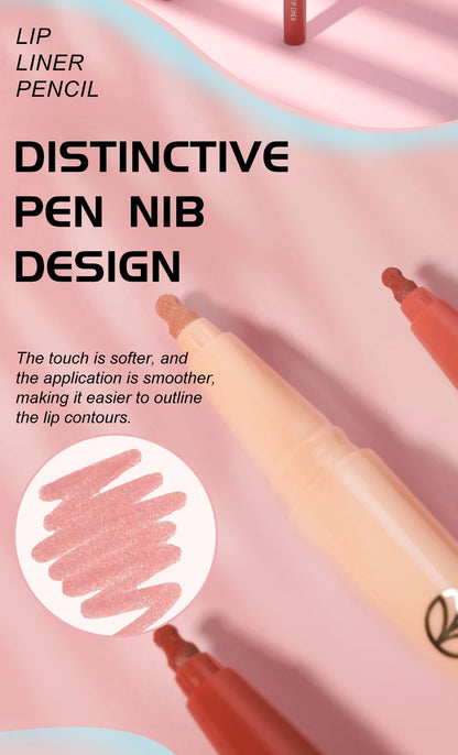 12 color matte liquid lipliner sponge gourd head fog surface bare color waterproof lip glaze red pen