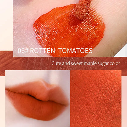 PEACHWHO Ruby Velvet Foggy Lip Glaze Matte Lip Stain Moisturizing Longlasting Waterproof Natural Smooth Silky Lipstick Cosmetics