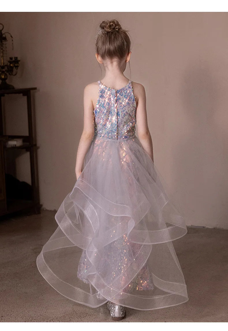 Children's Princess Dress Shiny Sequined Dress For Girls 2Y 10 12 Years 14 Years Mermaid Elegant Teen Party Evening Dress