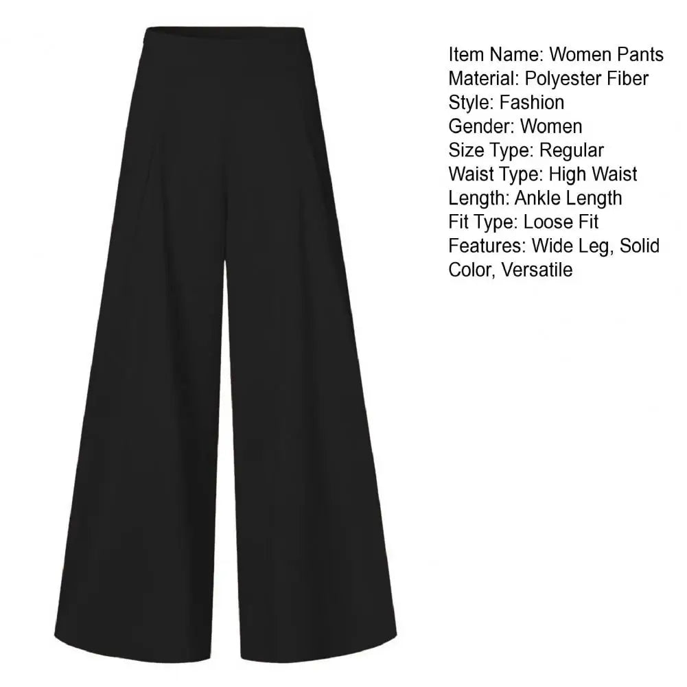 Fashion Women High Waist Wide Leg Pants Spring Autumn Female Elegant Flare Trousers Casual OL Solid Holiday Loose Long Pant