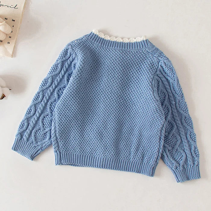 Winter Spring Baby Knitted Clothing Long Sleeved Floral Embroidery Knitting Coat Newborn Baby Girls Knitting Cardigan Sweater (Available)