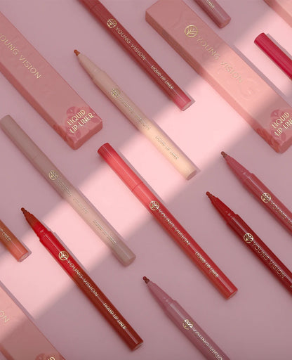 12 color matte liquid lipliner sponge gourd head fog surface bare color waterproof lip glaze red pen