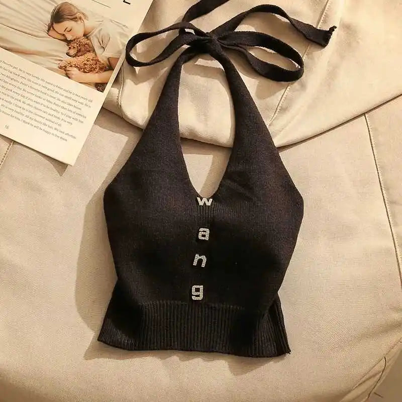 Slim Fit Knitted ter Top Women's Inner Wear Summer Sexy oulder Baring ort Svel irt Outerwear Trendy