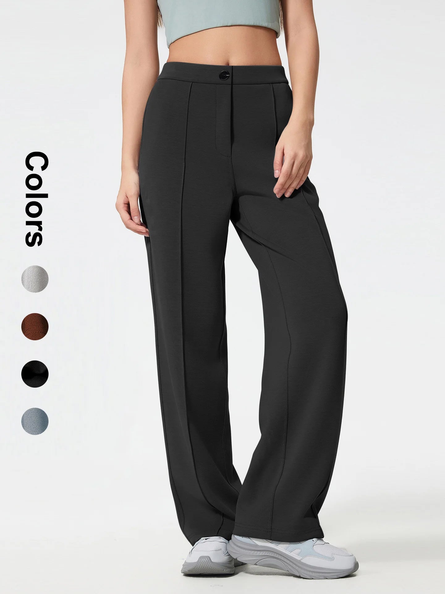 Women's Plain High Waist Straight Leg Pants, Chic Casual Comfy Zipper Button Trousers for Daily Wear, Pants for Women