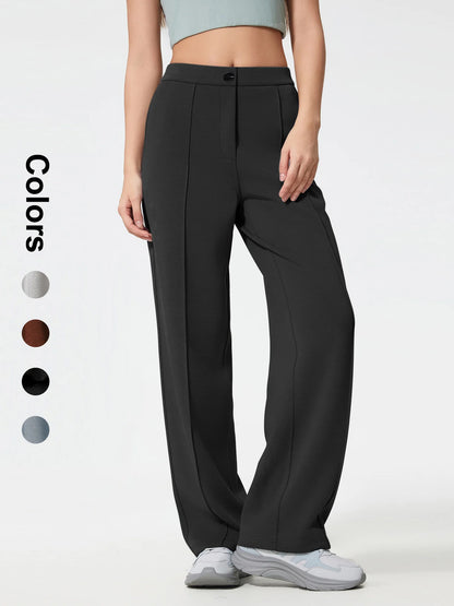 Women's Plain High Waist Straight Leg Pants, Chic Casual Comfy Zipper Button Trousers for Daily Wear, Pants for Women