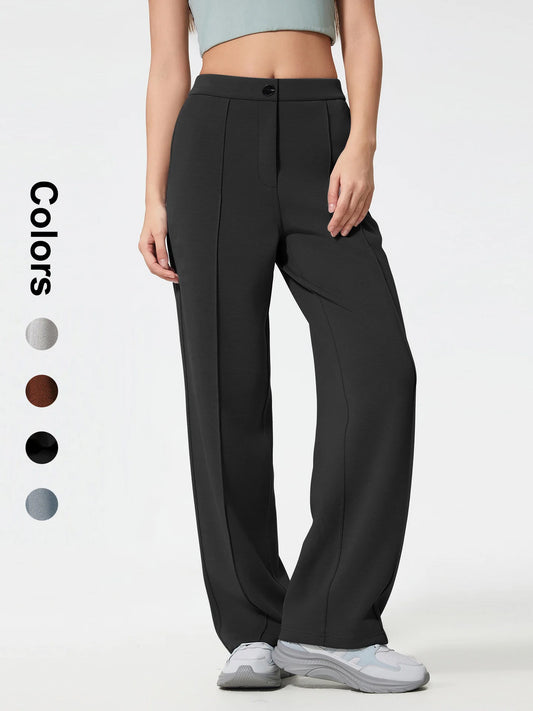 Women's Plain High Waist Straight Leg Pants, Chic Casual Comfy Zipper Button Trousers for Daily Wear, Pants for Women