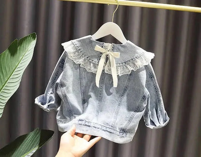 1-10 Years Baby Girls Denim Jacket New Fashion Kids Jean Coat For Girls Sweet Lace Design Princess Outerwear Children's Clothing