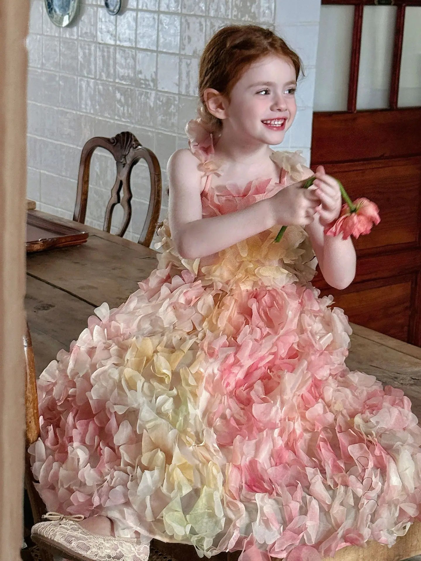 Children Heavy Industry Flower Dress Girls Birthday Banquet Princess Dress Children High End Performance Dress