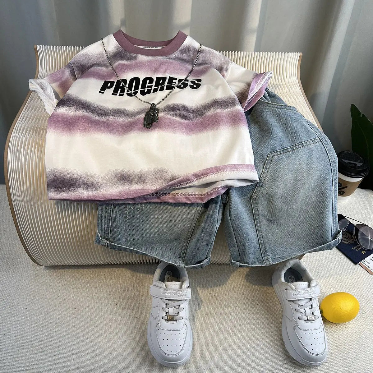 Hot Sale Fashion Baby Boy Suit Summer Clothes Short Sleeve T-shirt Short Jeans 2 Piece Set Kids Outfit  Children's Costume