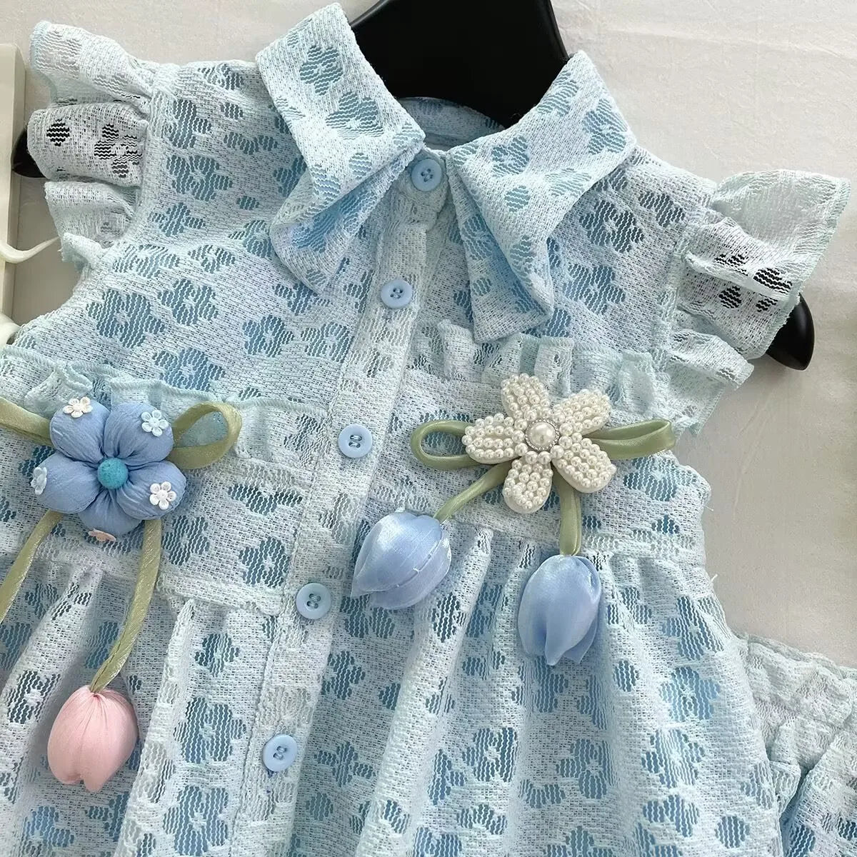 Summer Girls' Suit New Lace Flower Vest Top Lace Shorts Pants Girl Baby Princess Kids Fashion Two Piece Set