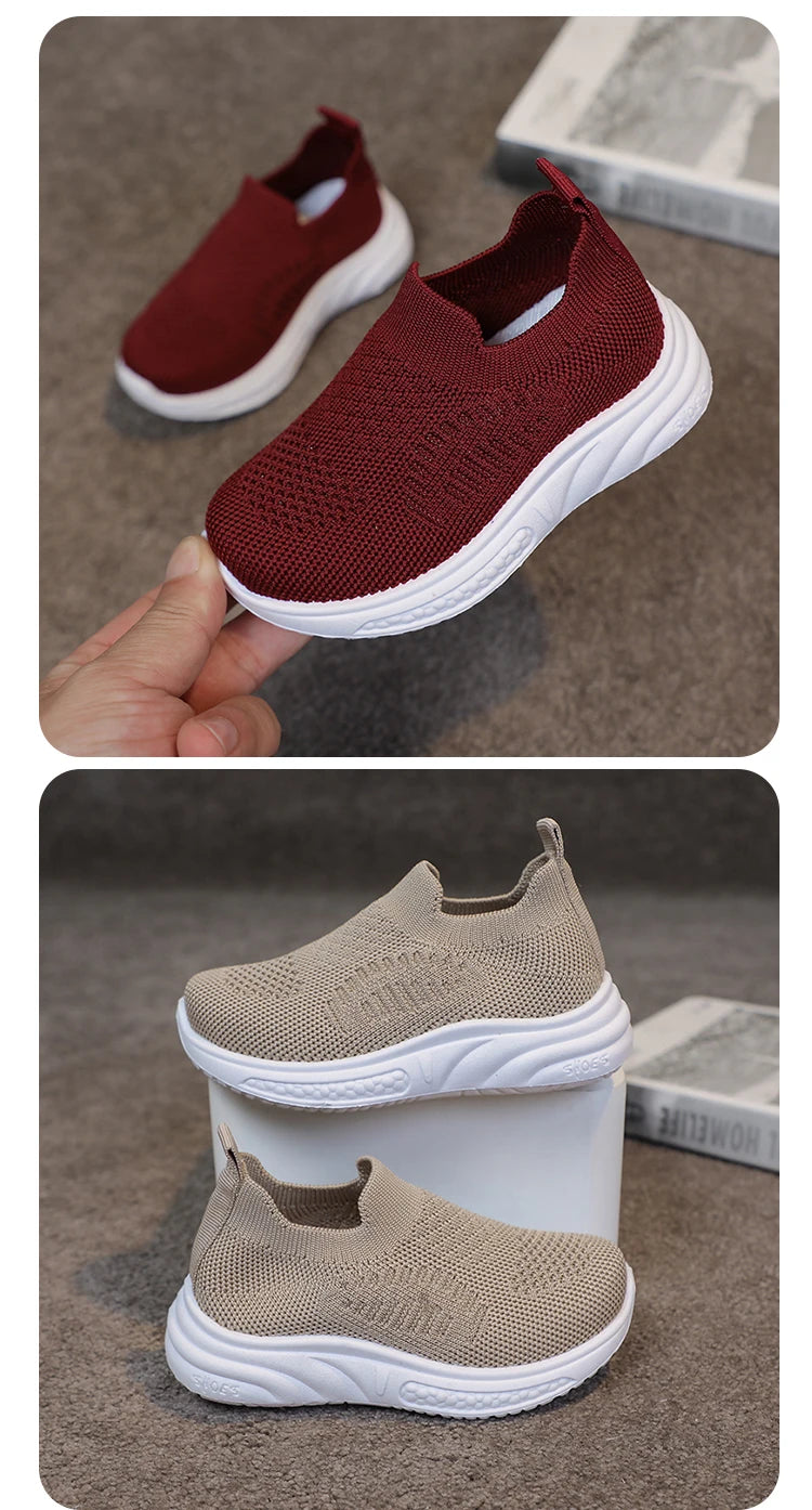 Lightweight Boys Girls Casual Shoes Breathable Slip on Kids Casual Sneakers Anti-slip Toddler Flats Outdoor Walking Shoes