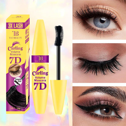 Black Waterproof 7D Mascara Thick Smudge-proof Encrypted Lengthening Curling Eye Lashes Styling Makeup Tools Female Eye Cosmetic