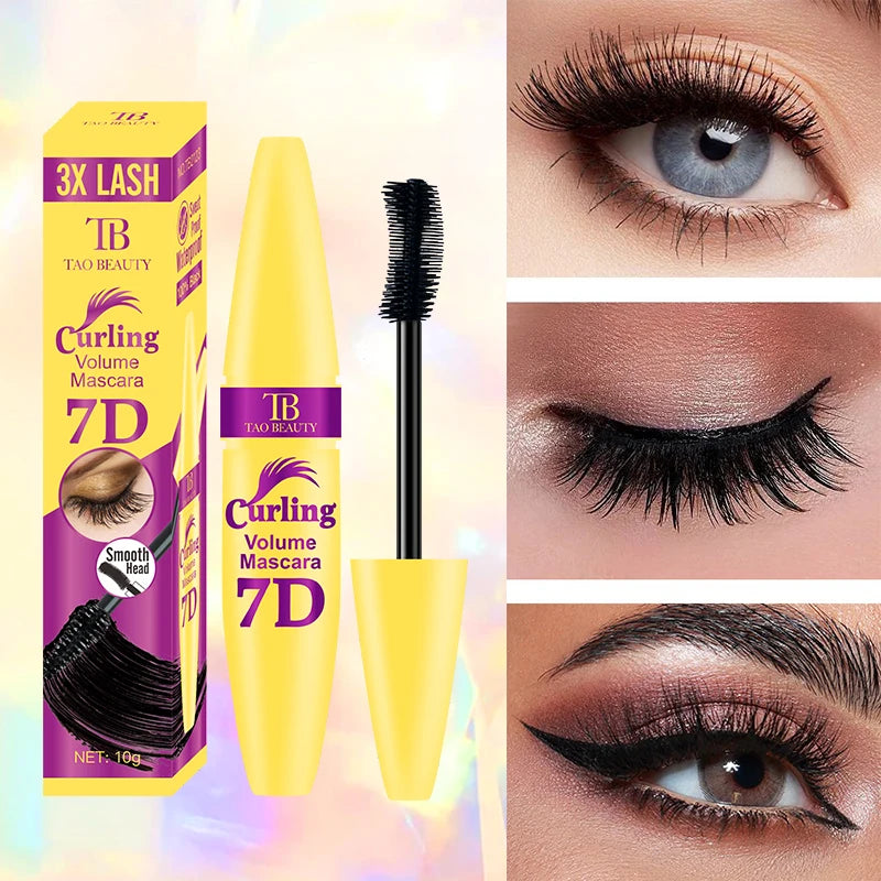 Black Waterproof 7D Mascara Thick Smudge-proof Encrypted Lengthening Curling Eye Lashes Styling Makeup Tools Female Eye Cosmetic
