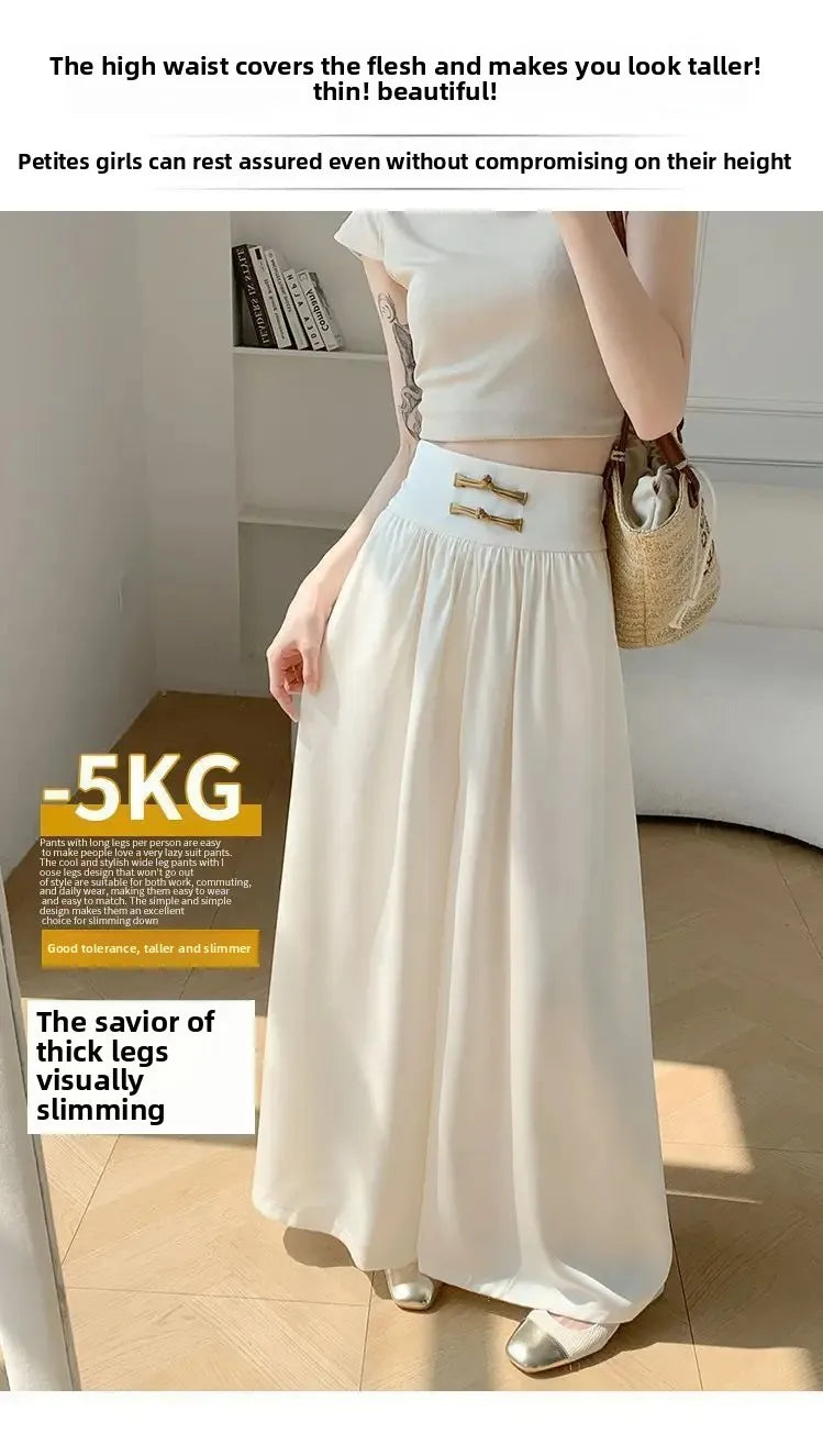High Waist Drapey Wide Leg Casual Pants Women's Spring Summer New Chinese Design Long Trousers Southeast Asian National Style Bu