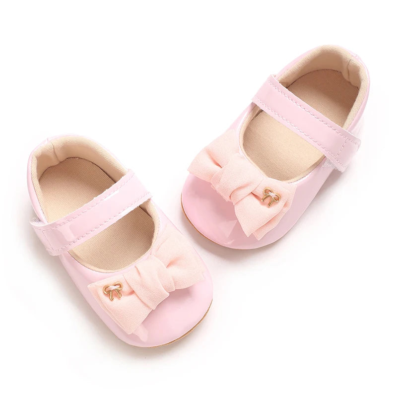 Spring and Autumn Bow Mary Jane Princess Shoes  Baby Girl Rubber Bottom Anti slip Sneaker