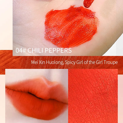 PEACHWHO Ruby Velvet Foggy Lip Glaze Matte Lip Stain Moisturizing Longlasting Waterproof Natural Smooth Silky Lipstick Cosmetics