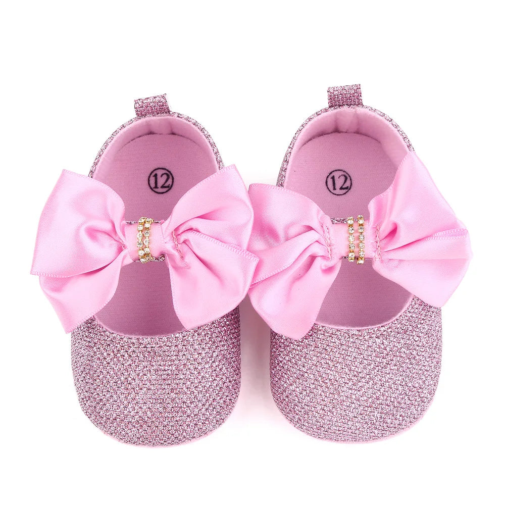 Spring Autumn Beautiful Baby Girl Princess Shoes Soft Soled Butterfly Bowknot Fashion Design Solid Newborn Prewalker Shoes