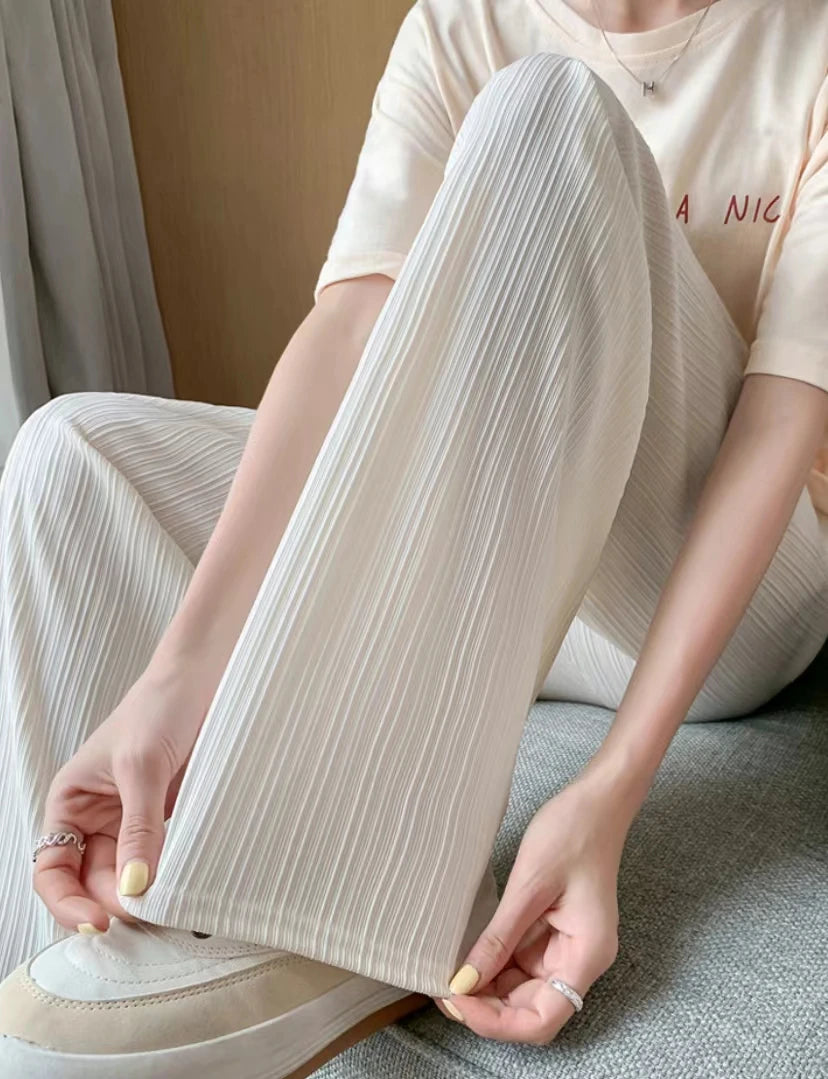 Ice silk wide leg pants for women new summer thin straight leg casual Yamamoto pants, sunscreen and mosquito proof pants