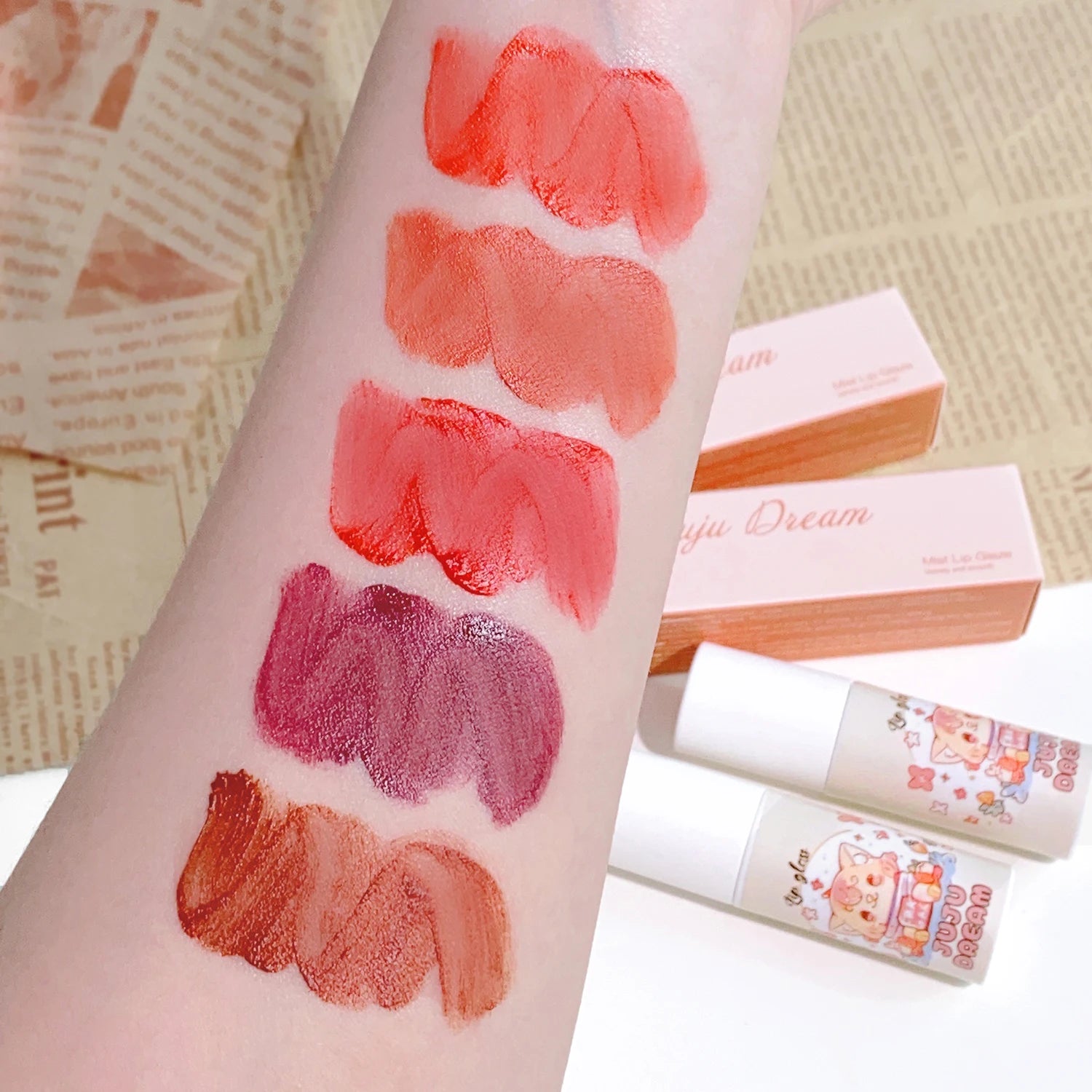 JUJU velvet lip glaze matte matte fake plain white honey peach cheap lip paste