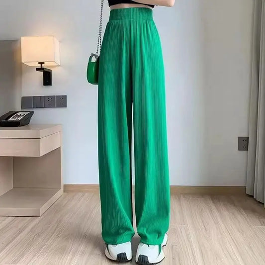 Ice silk wide leg pants for women new summer thin straight leg casual Yamamoto pants, sunscreen and mosquito proof pants