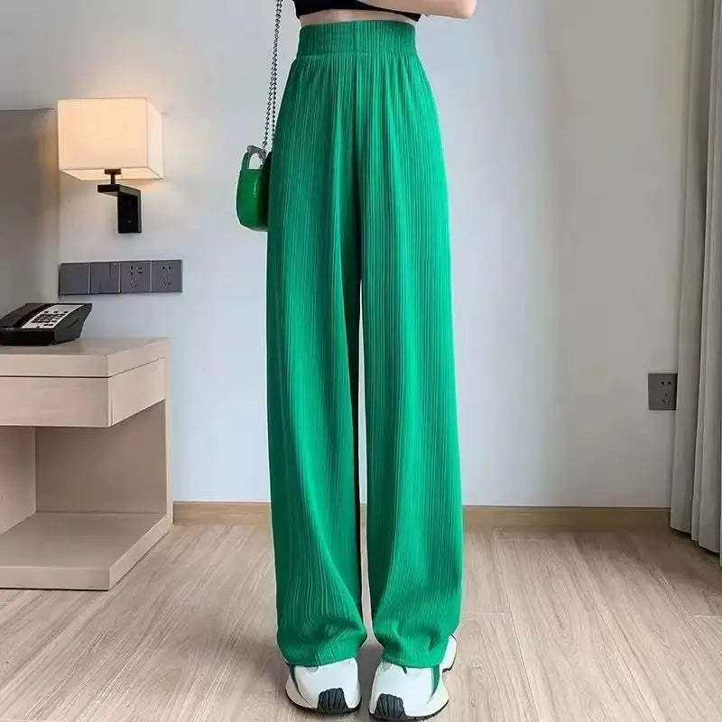 Ice silk wide leg pants for women new summer thin straight leg casual Yamamoto pants, sunscreen and mosquito proof pants