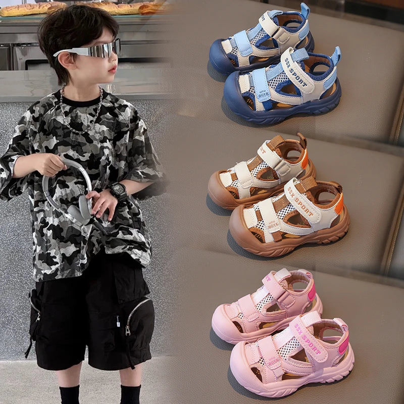New Children's Sandals Soft Bottom Head Protection Boys and Girls Baby Walking Shoes Korean Style