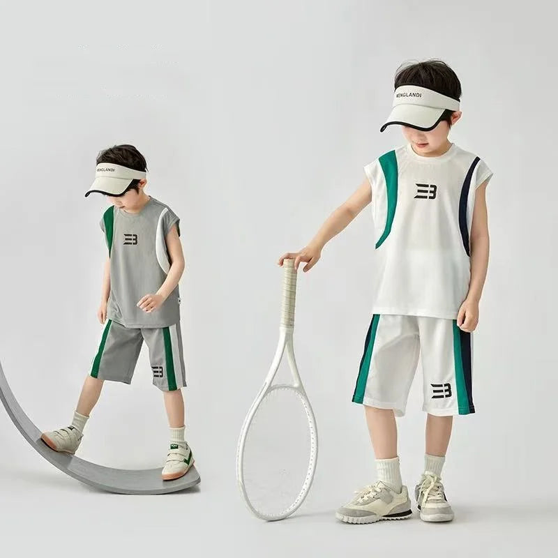 Boys Basketball Suit Summer Sportswear Comfortable Suit Vest Lightweight Shorts Children's Korean Version Handsome Two-piece Set