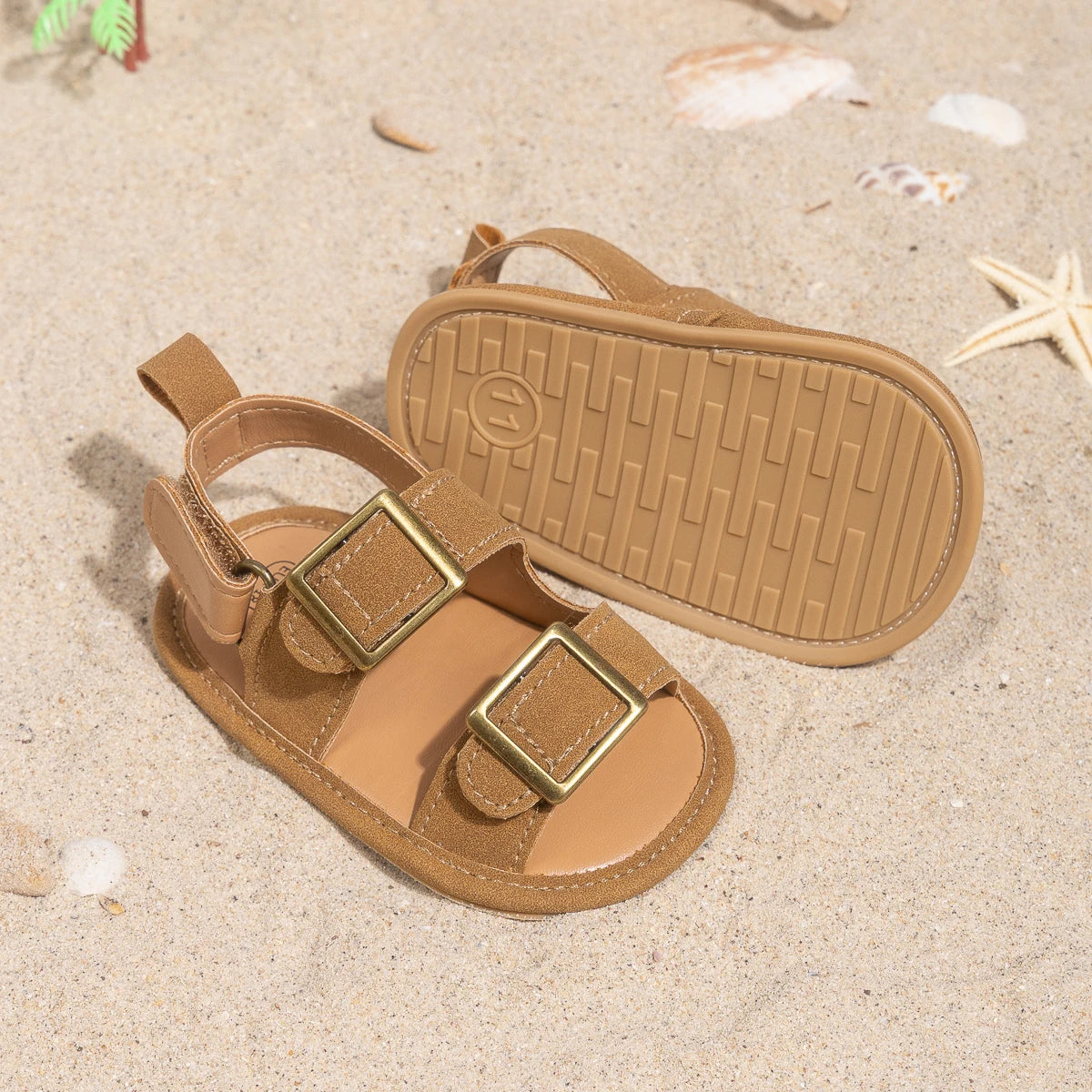 Casual Style Buckle Decoration Beach Baby Sandals Anti-slip Comfortable Soft-soled Baby First Walkers