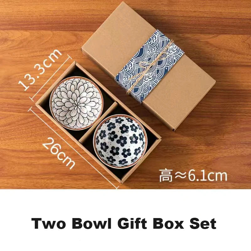 Ceramic Bowl Japanese Style Set Kitchen Noodle Bowl Hand-painted Tableware Set Microwave Safe Gift Box Dishes