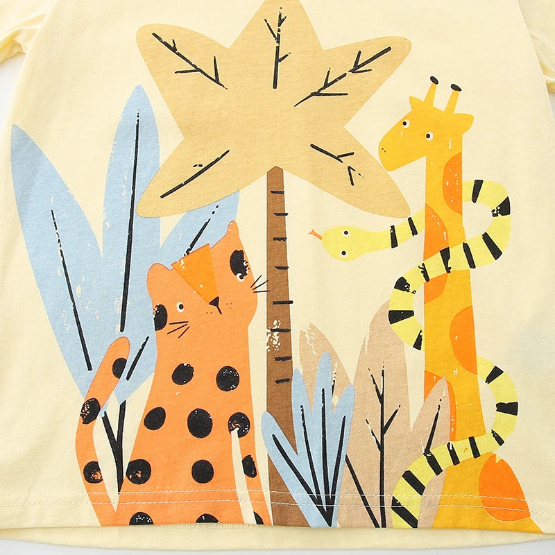 Little maven Baby Boys 2026 New Tracksuit Summer Cotton Children's Clothing Sets Cartoon Animals Tops+Pants Kids Clothes