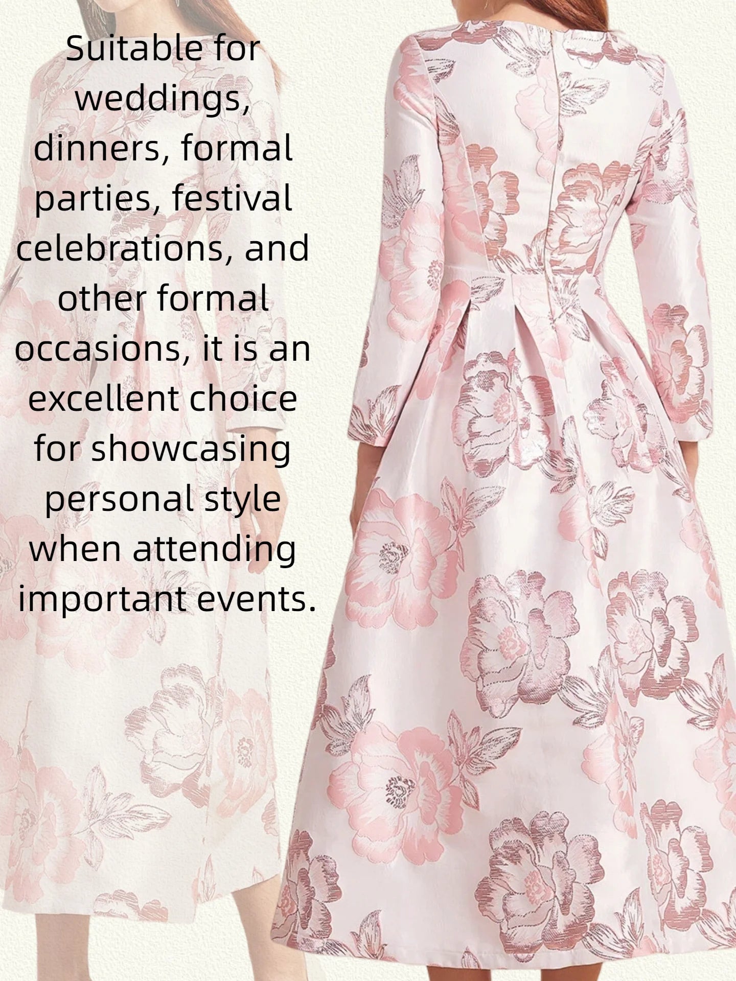 Autumn-Winter New Luxury Elegant Pink Party Banquet Evening Gown for Wedding Guest Dresses