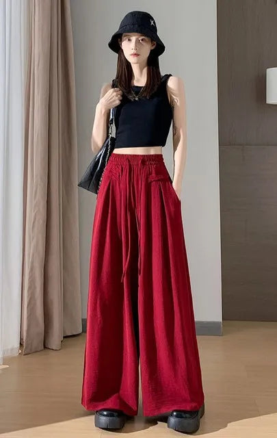 Female Trousers High Waist Trends 2025 Y2k Streetwear Chic And Elegant Xxl G Classic Quality Elastic Casual Women's Pants Fluid