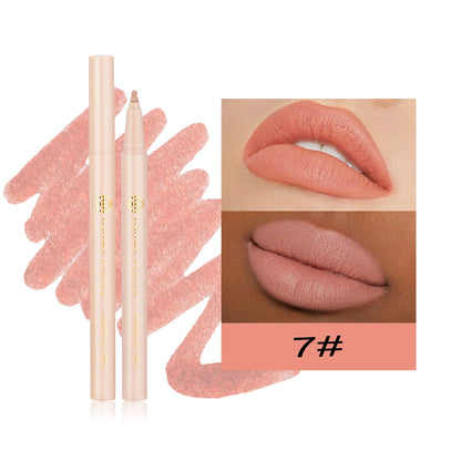 12 color matte liquid lipliner sponge gourd head fog surface bare color waterproof lip glaze red pen