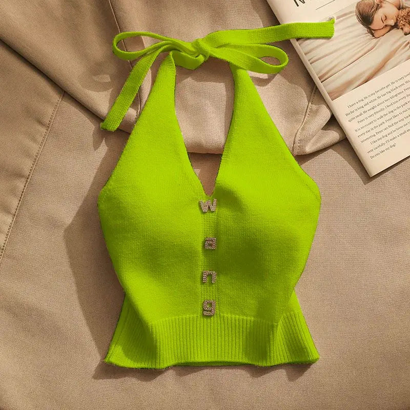 Slim Fit Knitted ter Top Women's Inner Wear Summer Sexy oulder Baring ort Svel irt Outerwear Trendy