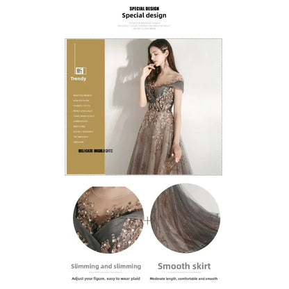 Banquet Evening Dress Dress Female 2025 New Style Temperament Company Annual Meeting Birthday Glitter Host Art Exam Tail Dress